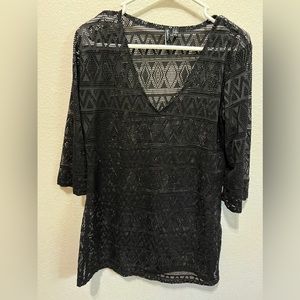 Black V-neck Swimsuit Coverup